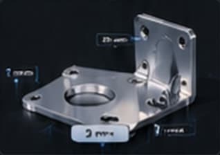 A machined aluminum motor bracket with dimension callouts